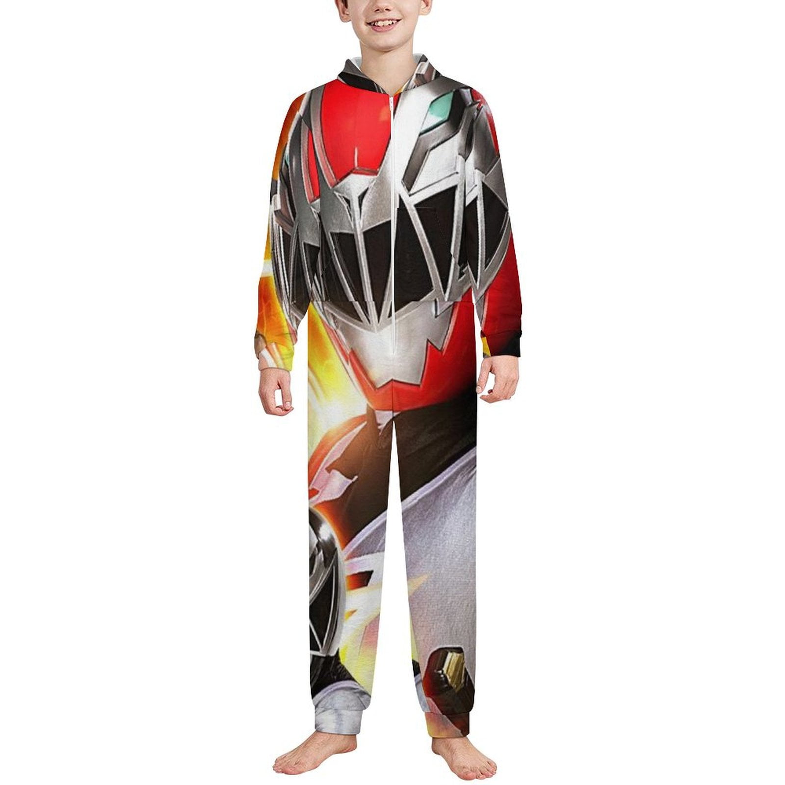 Power Rangers Unisex Onesie Pajamas Zipper Jumpsuit Hooded One Piece ...
