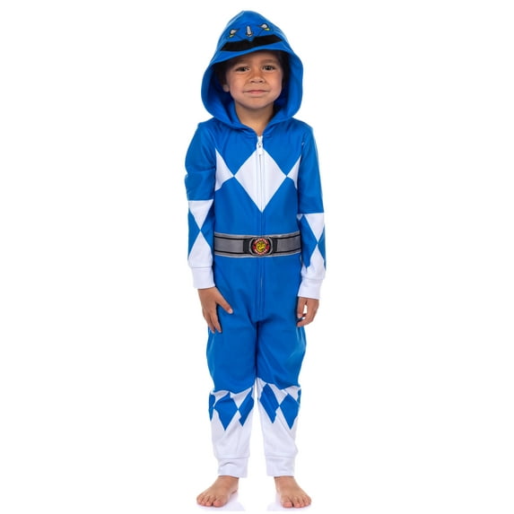 Power Rangers Unisex Toddler Kids Union Suit MMPR Character 1PC Hooded Pajama For Boys Girls Sleepwear Loungewear Red Green Blue Pink Ranger