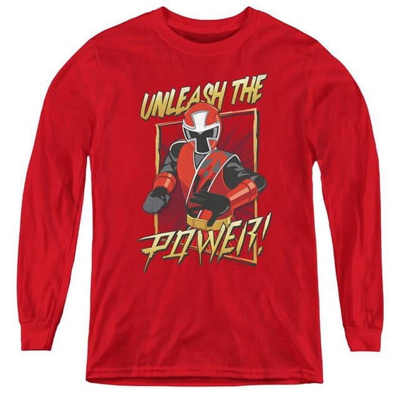 Power Rangers & Unleash Youth Long Sleeve Tee Shirt, Red - Small