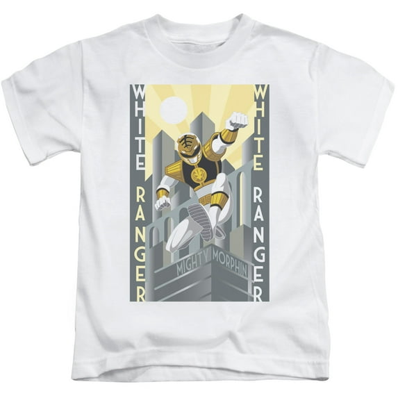 Trevco Sportswear PWR201-KT-1 Power Rangers White Ranger Deco Toddler Short Sleeve T-Shirt, White - Large 4T