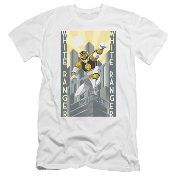 Power Rangers - White Ranger Deco - Premium Slim Fit Short Sleeve Shirt - Medium