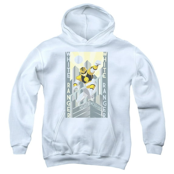 Power Rangers - White Ranger Deco - Youth Hooded Sweatshirt - Medium