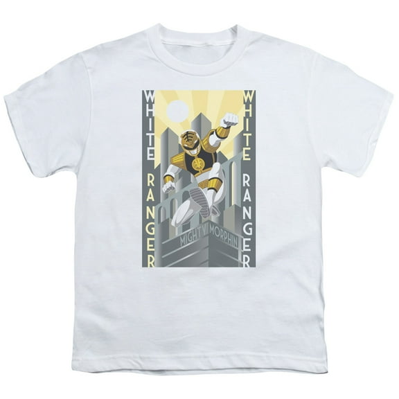 Power Rangers - White Ranger Deco - Youth Short Sleeve Shirt - Small