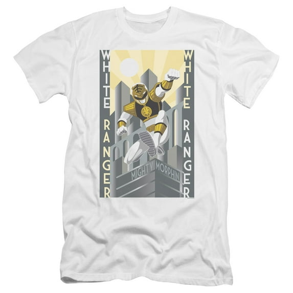 Power Rangers - White Ranger Duo - Premium Slim Fit Short Sleeve Shirt - Medium