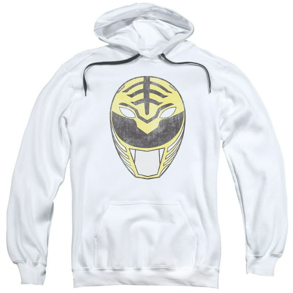 Power Rangers - White Ranger Mask - Pull-Over Hoodie - Large