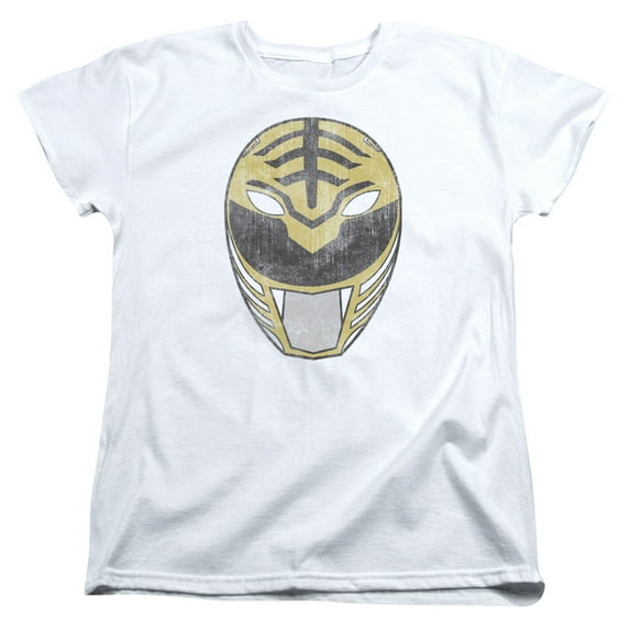Power Rangers - White Ranger Mask - Women's Short Sleeve Shirt - Medium