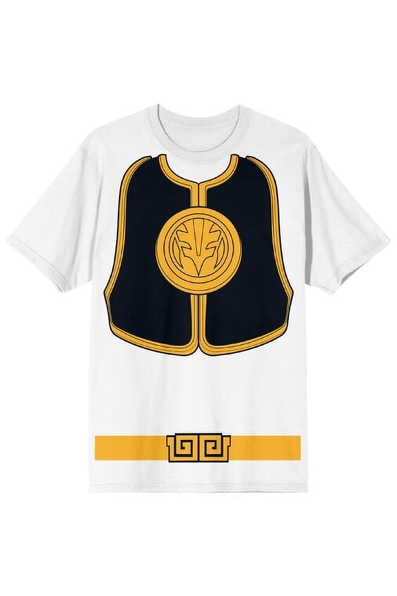 Power Rangers White Ranger Men's White Crew Neck Short Sleeve Cosplay Tee-Large