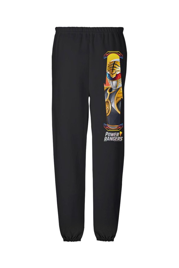 White Ranger and Logo Mens Jogger Sweatpants, Black, 3X-Large