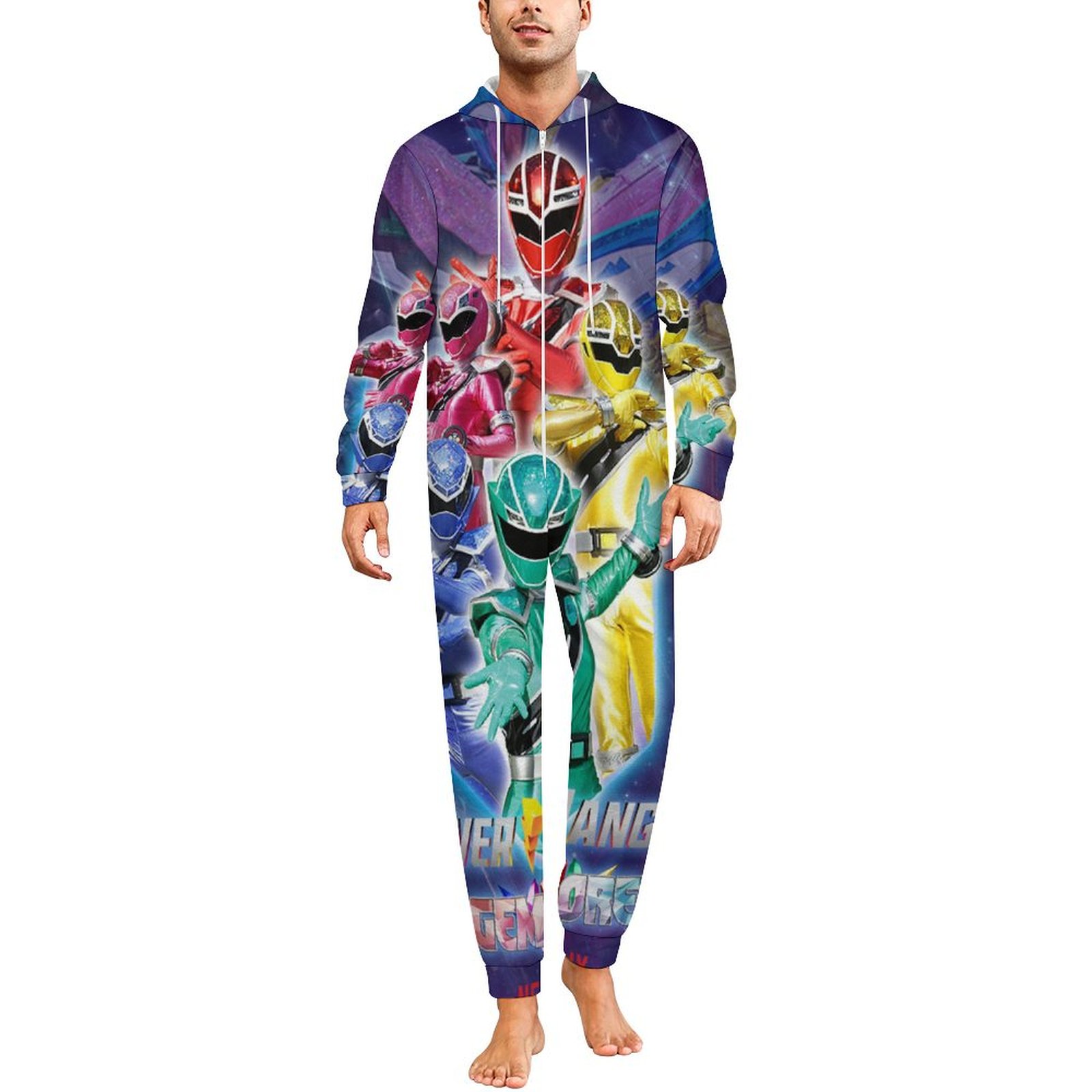 Power Rangers Women Men Pajamas Zipper Onesie Jumpsuit Hooded One Piece ...