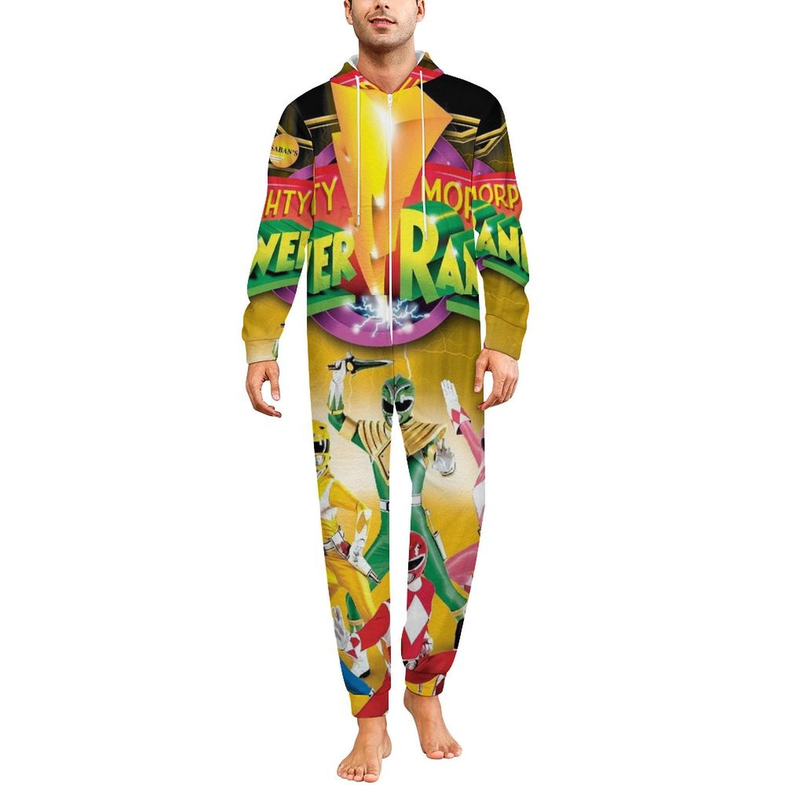 Power Rangers Women Men Pajamas Zipper Onesie Jumpsuit Hooded One Piece ...