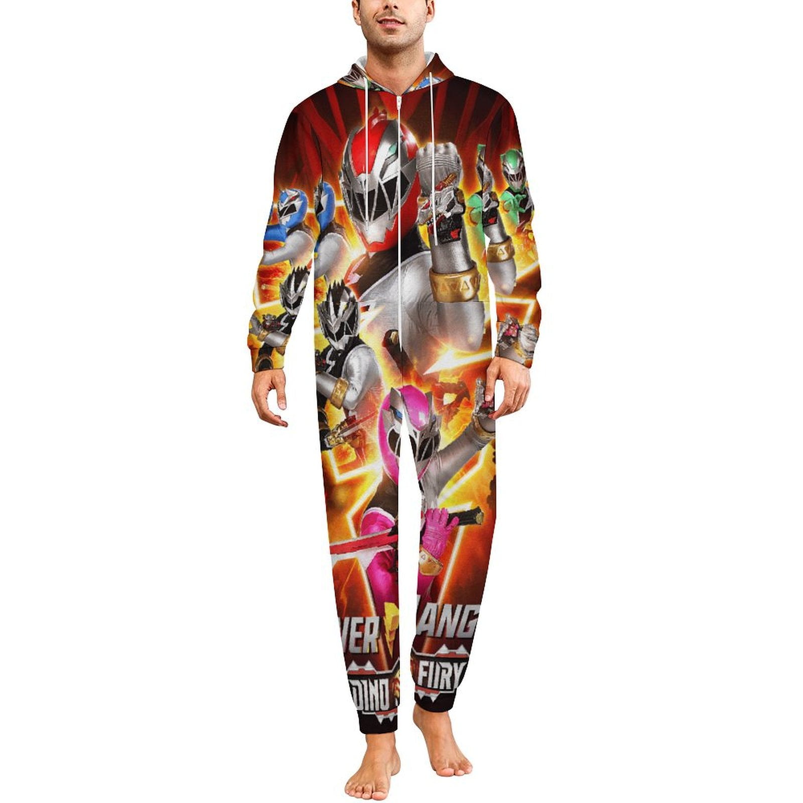 Power Rangers Women Men Pajamas Zipper Onesie Jumpsuit Hooded One Piece ...