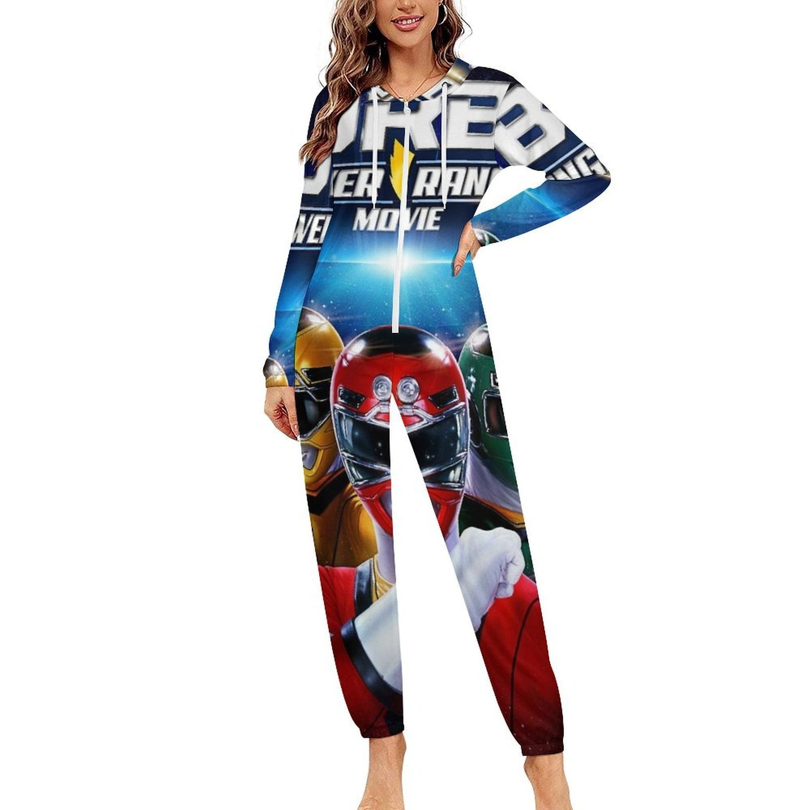 Power Rangers Women Men Pajamas Zipper Onesie Jumpsuit Hooded One Piece ...