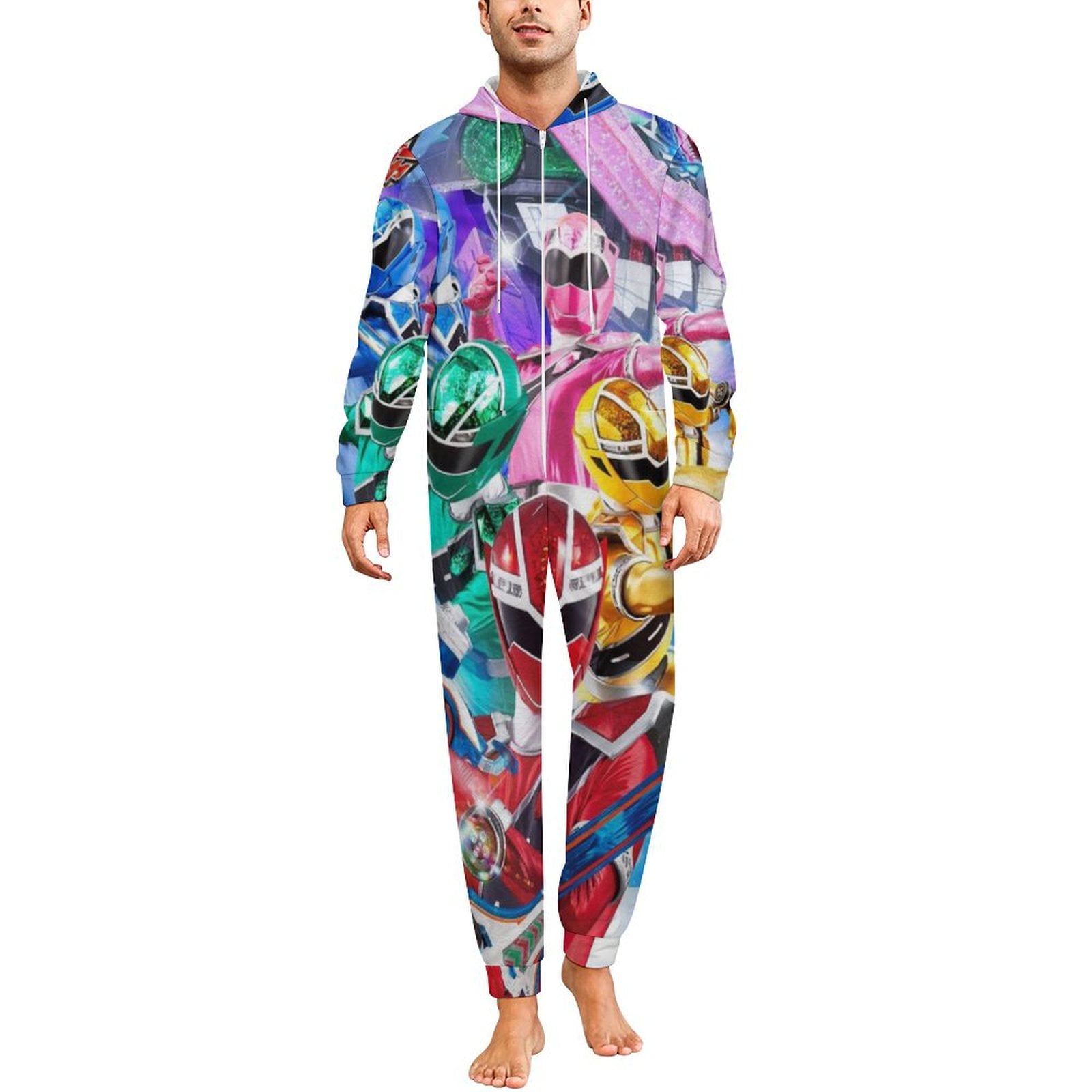 Power Rangers Women Men Pajamas Zipper Onesie Jumpsuit Hooded One Piece ...