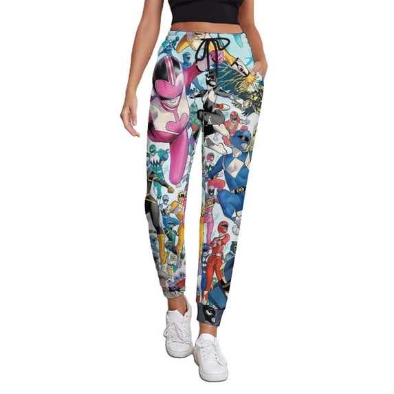 Power Rangers Women's Jogger Track Pants Print Drawstring Lounge Sweatpants Casual Trousers for Yoga, Workout 3XL