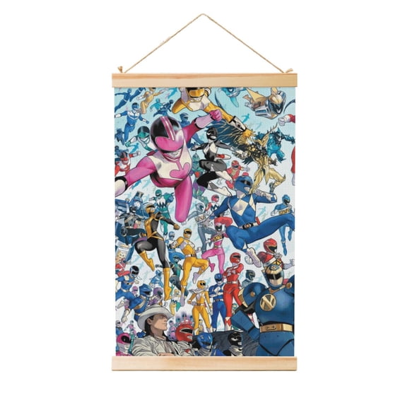 Power Rangers Wooden Shaft Hanging Poster Home Decor Poster Wall Art Painting For Living Room Bedroom 12"X18"