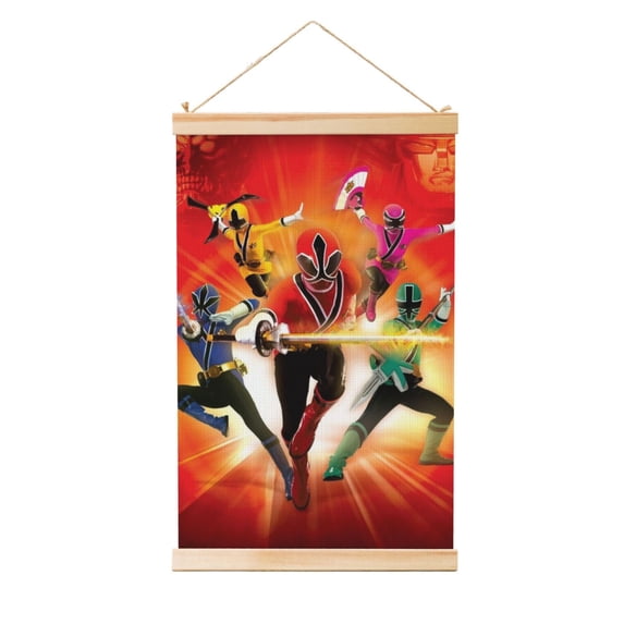 Power Rangers Wooden Shaft Hanging Poster Home Decor Poster Wall Art Painting For Living Room Bedroom 36"X24"