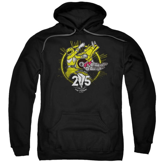 Power Rangers Yellow 25 Adult Pullover Hoodie Sweatshirt Black