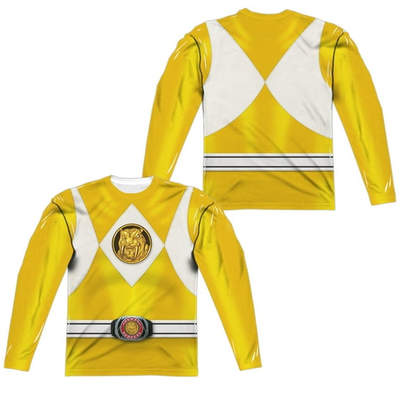 Power Rangers - Yellow Ranger Emblem (Front/Back Print) - Regular Fit Long Sleeve Shirt - XXX-Large
