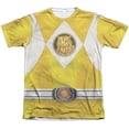 thumbnail image 1 of Power Rangers Men's  Yellow Ranger Emblem Sublimation T-shirt White, 1 of 2