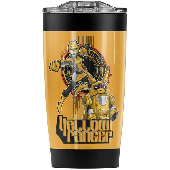 Power Rangers/Yellow Ranger Stainless Steel Tumbler 20 oz Coffee Travel Mug/Cup, Vacuum Insulated & Double Wall with Leakproof Sliding Lid | Great for Hot Drinks and Cold Beverages