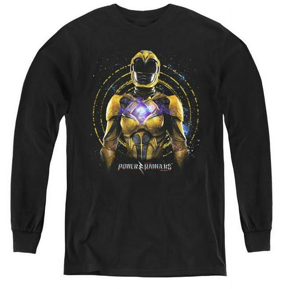 Power Rangers & Yellow Ranger Youth Long Sleeve Tee Shirt, Black - Large