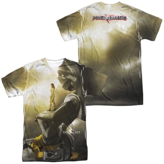 Power Rangers Yellow Zord Poster Unisex Adult Sublimated Costume T Shirt (Front/Back), 2X-Large
