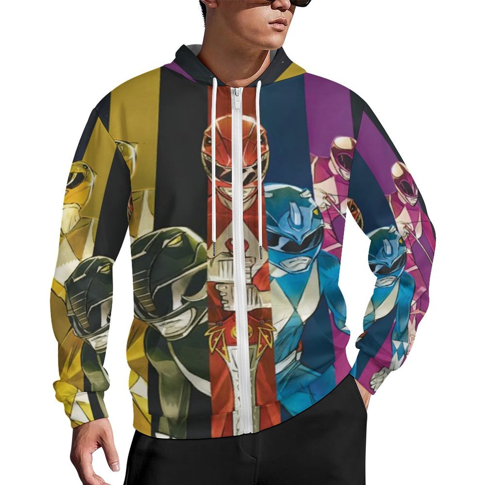 Power Rangers Zip Up Hoodies Unisex Realistic 3D Print Sweatshirt Long ...