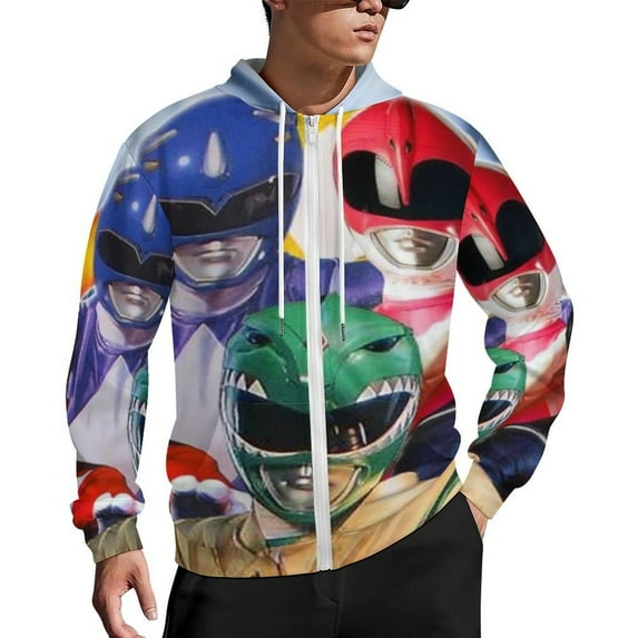 Power Rangers Zip Up Hoodies Unisex Realistic 3D Print Sweatshirt Long Sleeve Hooded Jacket Coat 5XL