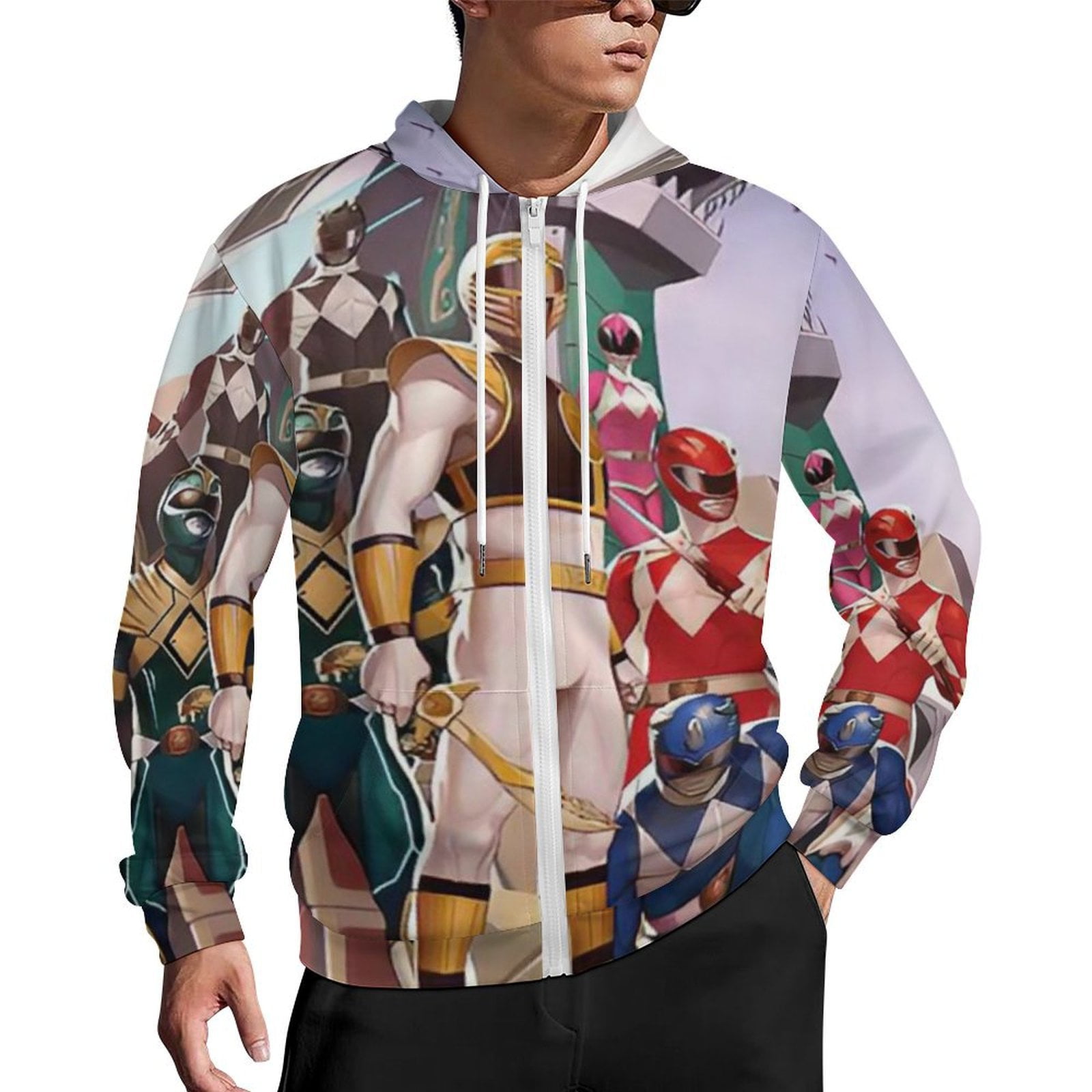 Power Rangers Zip Up Hoodies Unisex Realistic 3D Print Sweatshirt Long ...