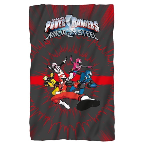 Power Rangers/ninja Team-fleece Blanket-white-36x58