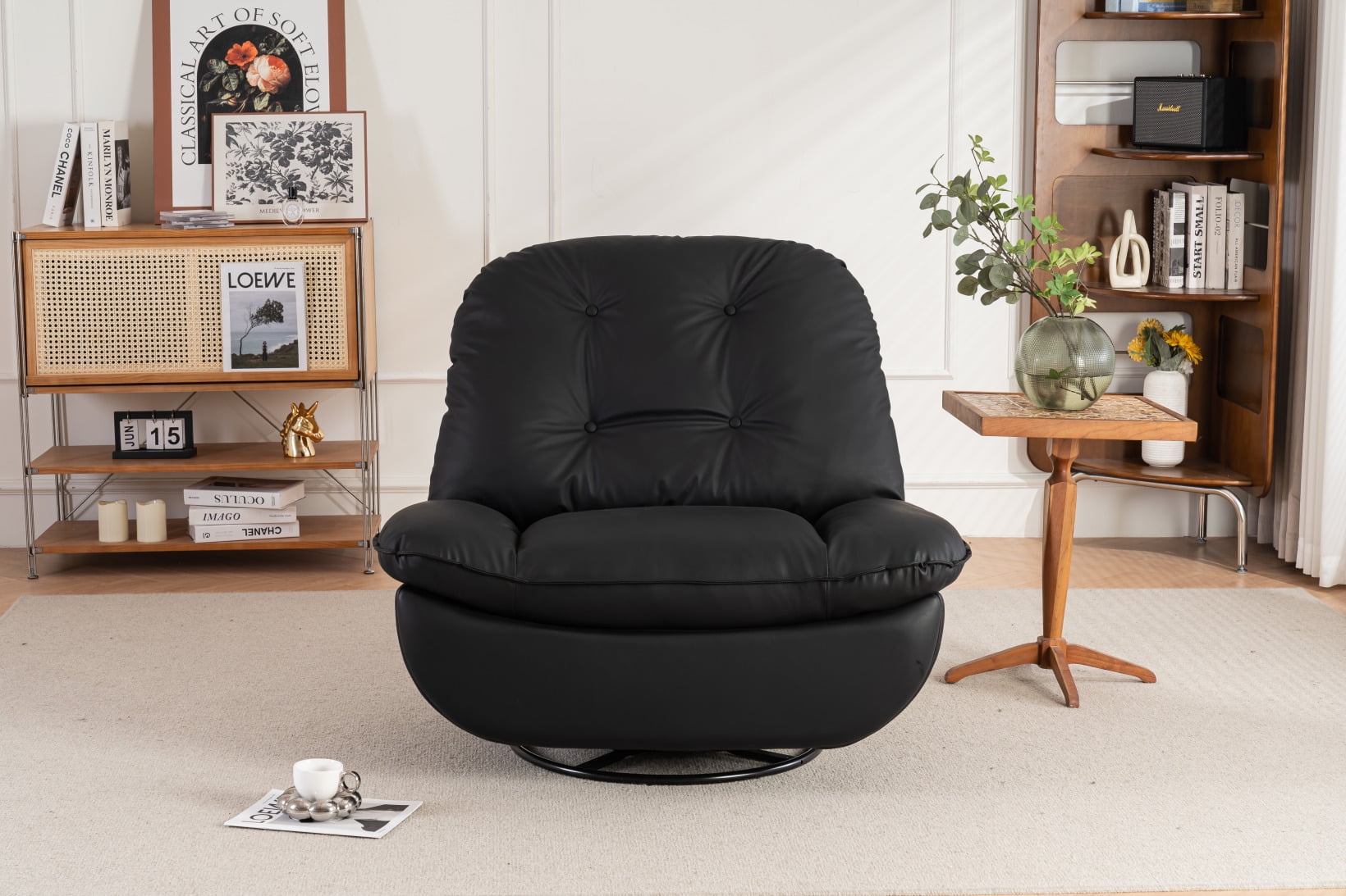Power Recliner with 270 Degrees Swivel Glider, Modern Sofa Chair with