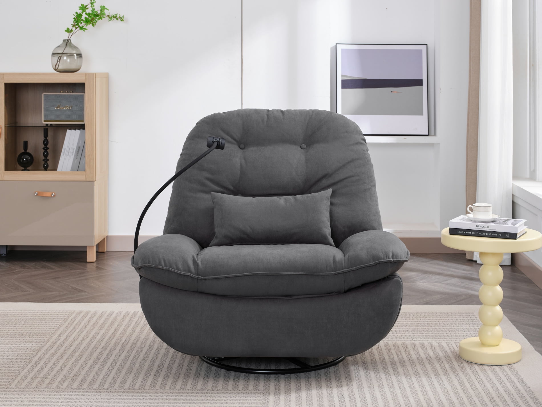 Power Recliner with 270 Degrees Swivel Glider, Modern Sofa Chair with
