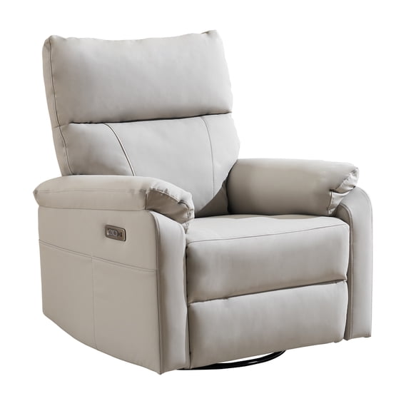 Power Recliner Chair with Adjustable Lumbar Support,Swivel Rocker Chair with Overstuffed Armrests, Nursery Glider Recliner for Breastfeeding,Rocking Chair Nursery for Bedroom, USB & Type-C,Gray