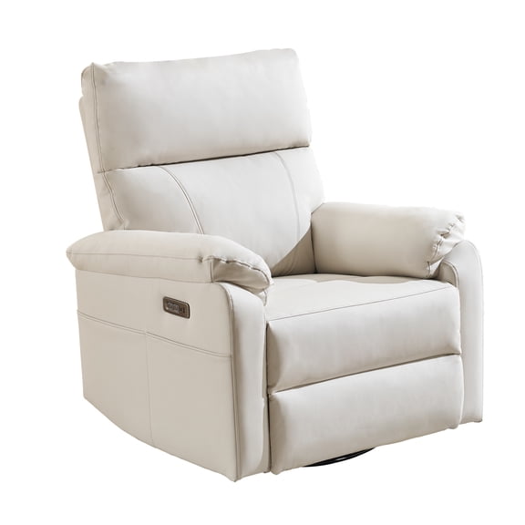 Power Recliner Chair with Adjustable Lumbar Support,Swivel Rocker Chair with Overstuffed Armrests, Nursery Glider Recliner for Breastfeeding,Rocking Chair Nursery for Bedroom, USB & Type-C,Beige