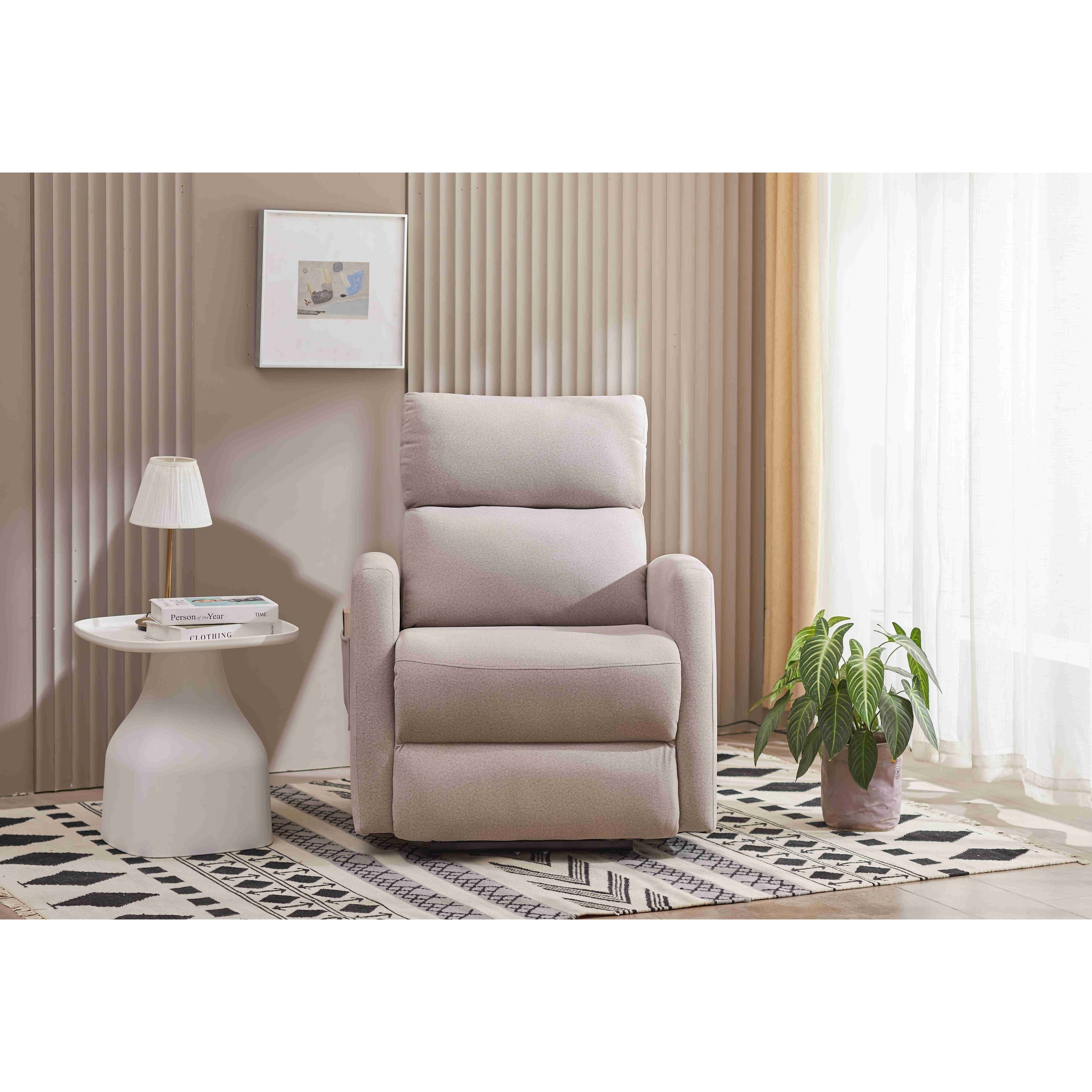 Gray Upholstered Power Recliner Chair with USB Port