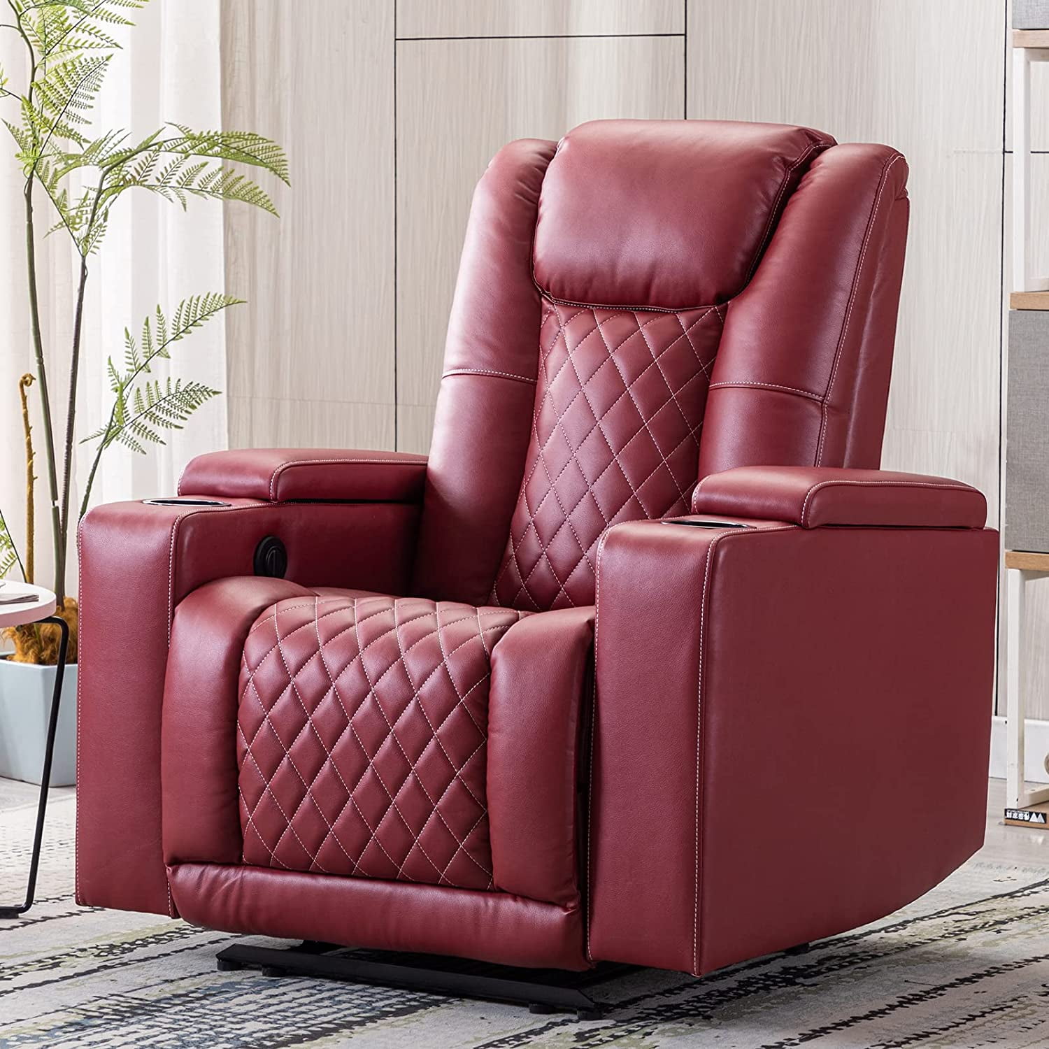 Power Recliner Chair Set of 3 PU Leather Electric Home Theater Seating