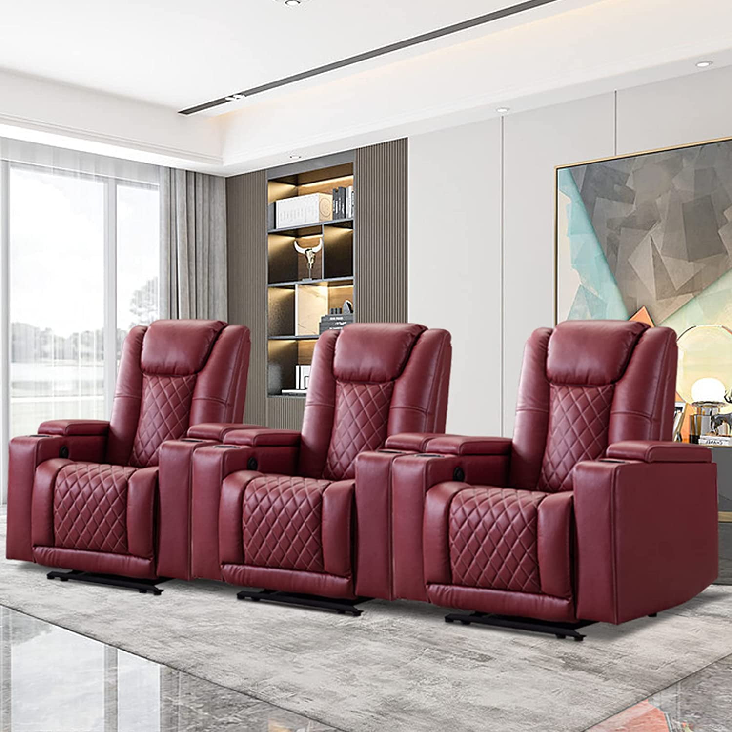 Leather Recliner Electric Home Theatre Lounge Leather Sofa Seater