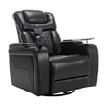 thumbnail image 1 of Power Recliner Chair with USB Ports, 270 Degree Swivel Leather Home Theater Seating with Tray Table, Phone Holder, Cup Holder and Hidden Arm Storage for Living Room, Black, 1 of 9