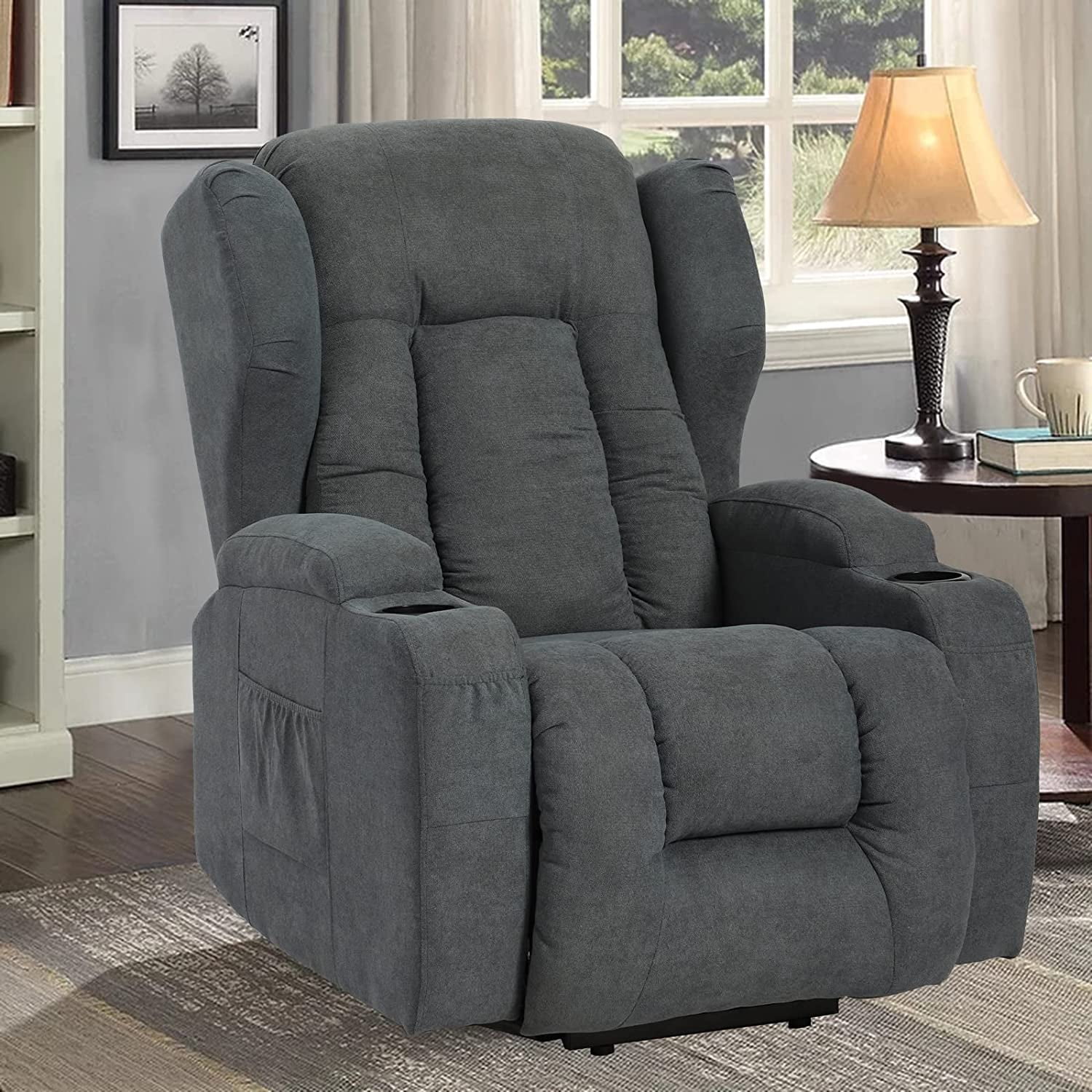 Power Recliner Chair With Massage And Heat Fabric Electric Recliners Chair Ergonomic Single