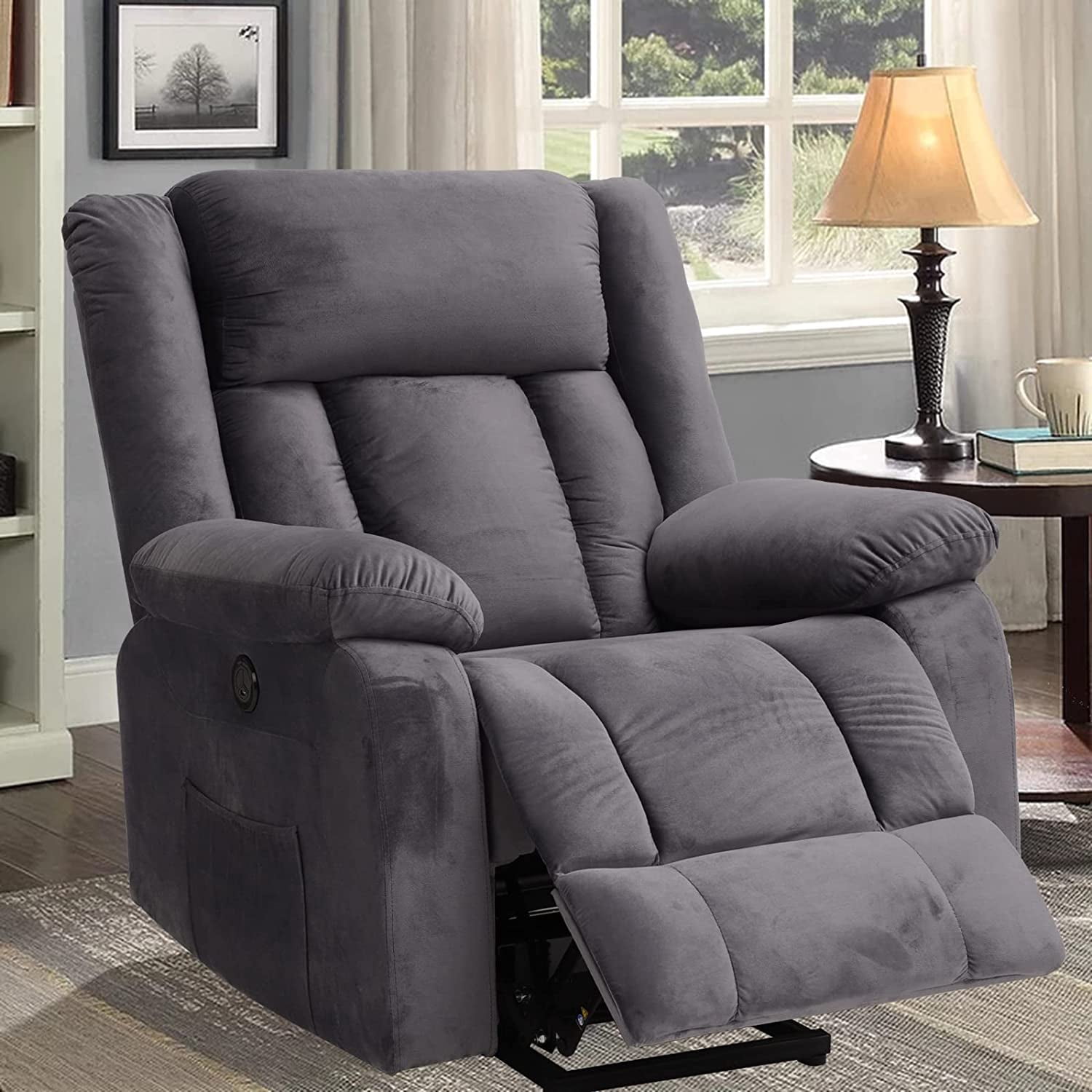 Power Recliner Chair With Massage And Heat Fabric Electric Recliners