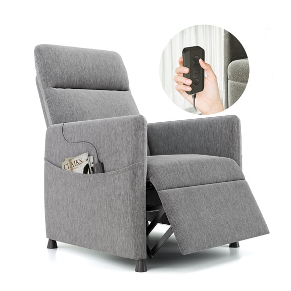 Power Recliner Chair for Adults,Modern Fabric Electric Recliner Sofa Chair with Footrest and Padded Seat for Space-Saving,Living Room,Light Gray
