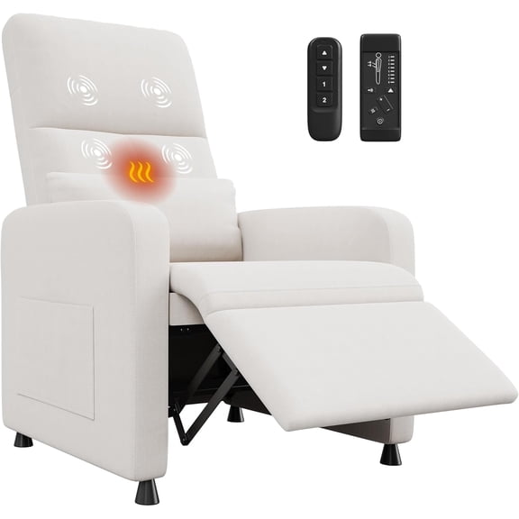 Power Recliner Chair with Massage and Heat, Adjustable Electric Recliner Ergonomic Overstuffed Tall Back, Padded Seat, 2 Side Pockets and USB Port