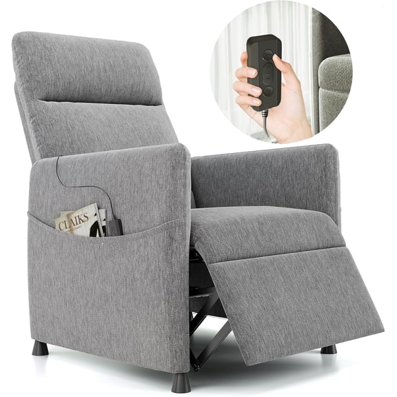 Power Recliner Chairs for Adults Electric Recliner with Footrest & Backrest Padded Seat, Compact for Small Spaces, Home Theater & Living Rooms (Light Grey)