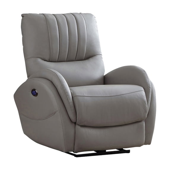 Leatherette Upholstered Power Recliner with Contoured Seats, Gray