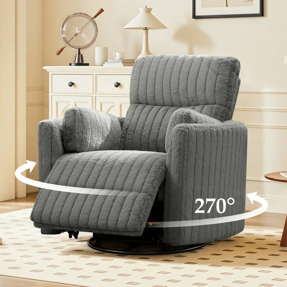 Power Recliner Nursery Chair, Reclining Chair with USB & Type C Ports, Ergonomic Plush Armchair with 2 Pillows, Lounge Chair with Rocking Function for Living Room Bedroom