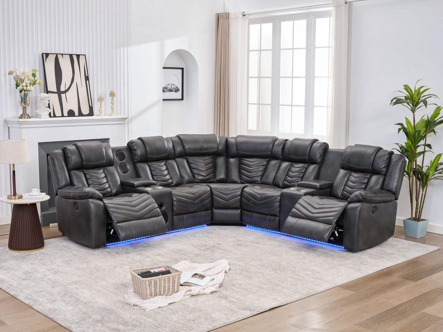 Power Recliner, Reclining Sectional Sofa Couches with Bass Speakers