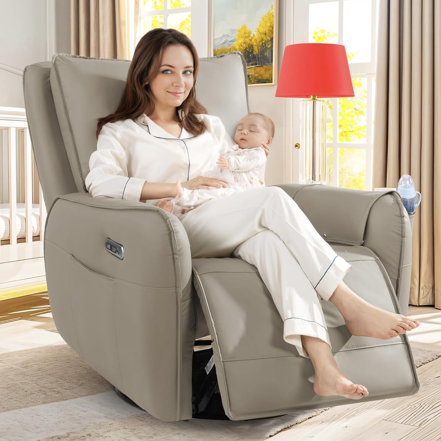 Power Recliner Rocking Chair Nursery Gliders, Electric Swivel Rocker ...