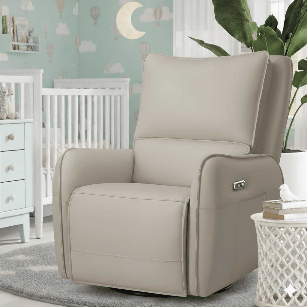 Power Recliner Rocking Chair Nursery Gliders, Electric Swivel Rocker Recliner Chair, Comfy Upholstered Living Room Reclining Chairs with Lumbar Support