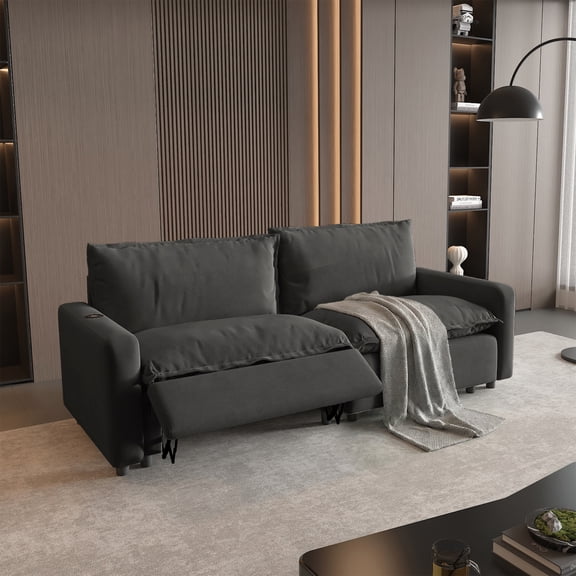 Magic Home Power Recliner Sofa Couch Set,2 Seat Electric Recliner with Heating,USB Ports for Families and Friends, Modern Loveseat Electric Recliner Sofa for Small Space Living Room Home Theater,Grey