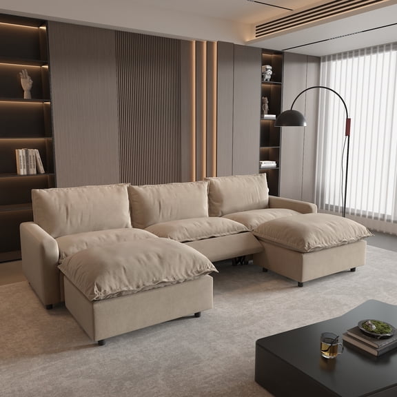 Magic Home Power Recliner Sofa Couch Set, 3 Seat Electric Recliner with Heating, USB Ports for Families and Friends, Modern Electric Recliner Sofa for Living Room Home Theater, Khaki